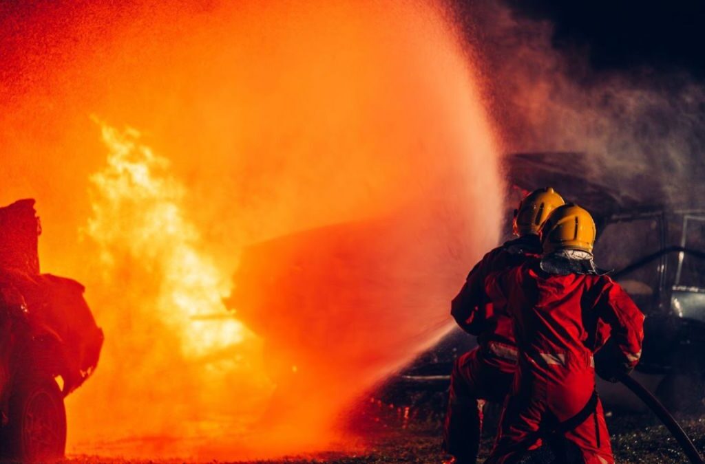 House on Fire with Firefighters