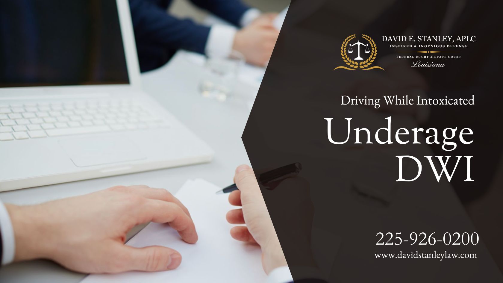 Legal team discussing defense strategies for an underage DWI case in Louisiana.